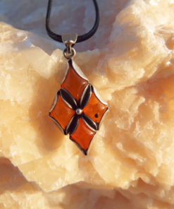Amber Pendant Gemstone Necklace Handmade Gothic Antique Vintage Jewelry Protection