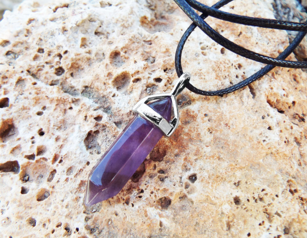 Amethyst Pendulum Pendant Silver Handmade Gemstone Necklace Stone ...