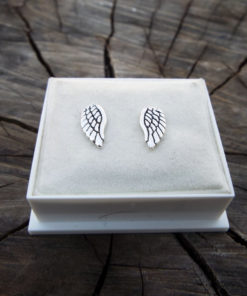 Angel Earrings Studs Silver Gothic Handmade Sterling 925 Symbol Divine Jewelry