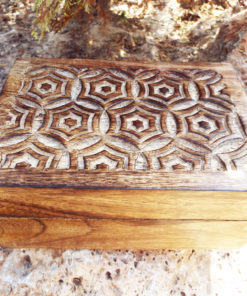 Box Trinket Wooden Handmade Carved Flower Patterned Mango Tree Wood Chest Jewelry Balinese Indian