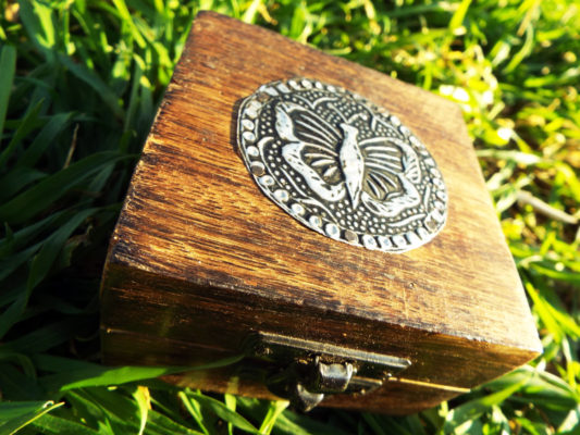 Box Wooden Butterfly Jewelry Handmade Home Decor Indian Mango Tree Wood Trinket Treasure Chest Eco Friendly
