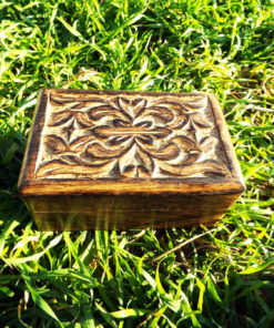 Box Wooden Flower Jewelry Carved Handmade Home Decor Indian Floral Mango Tree Wood Trinket Leaf Treasure Chest Eco Friendly