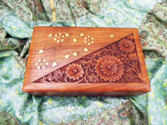 Box Wooden Jewelry Carved Handmade Balinese Home Decor Indian Floral Treasure Chest Trinket 7