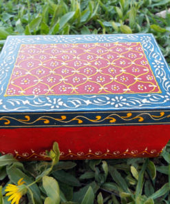 Box Wooden Jewelry Hand Painted Handmade Flower Balinese Home Decor Indian Floral Trinket Velvet Treasure Chest