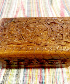 Box Wooden Jewelry Pentagram Hand Carved Handmade Floral Home Decor Trinket Gothic Wiccan Magic Pagan Treasure Chest