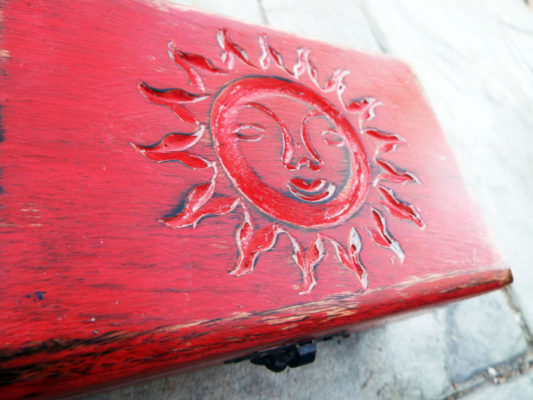 Box Wooden Sun Symbol Sign Jewelry Carved Handmade Solar Home Decor Mango Tree Wood Trinket Treasure Chest Eco Friendly