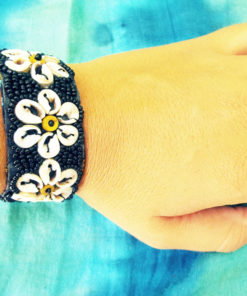 Bracelet Beaded Floral Flower Handmade Seashell Shell Spiral Cotton Hippie Boho Jewelry Beach