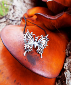 Butterfly Pendant Silver Handmade Necklace Sterling 925 Animal Symbol Protection Antique Vintage Jewelry