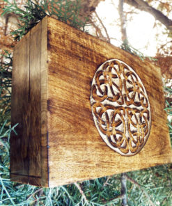 Om Symbol Box Wooden Handmade Carved Yoga Chest Indian Balinese Trinket  Mango Tree Wood