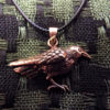 Crow Raven Pendant Bronze Handmade Necklace Gothic Dark Magic Protection Jewelry