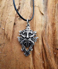 Greenman Pendant Nature Pagan Silver Celtic Handmade Sterling 925 Necklace Gothic Symbol Dark Natural Jewelry