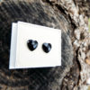 Heart Earrings Studs Black Austrian Crystal Stone Silver Handmade Gothic Dark Jewelry Love Valentine