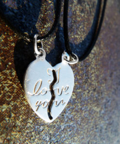 Heart Pendant Couple's Necklace Handmade Silver Sterling 925 Love Jewelry Valentine