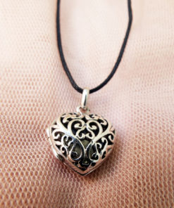 Heart Pendant Locket Silver Sterling 925 Handmade Filigree Floral Valentine's Day Love Antique Vintage