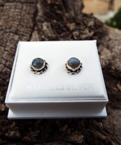 Labradorite Earrings Studs Gemstone Stone Handmade Silver Gothic Dark Sterling 925 Jewelry