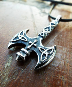 Labrys Pendant Axe Silver Double Axe Symbol Sterling 925 Triquetra Cross Gothic Handmade Ancient Greek Necklace Jewelry