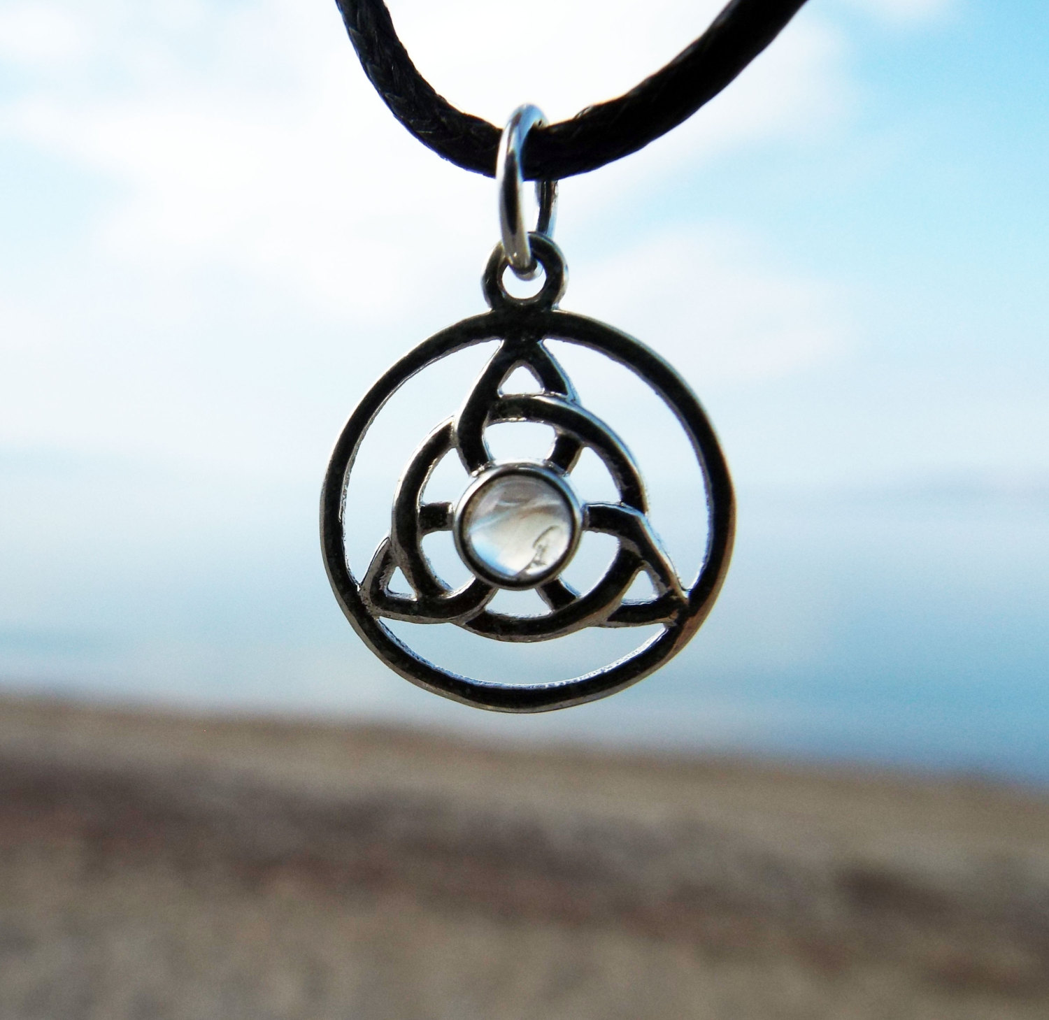 Moonstone Triquetra Pendant Silver Handmade Necklace Sterling 925 ...