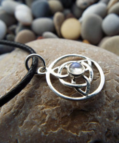 Moonstone Triquetra Pendant Silver Handmade Necklace Sterling 925 Gemstone Celtic Symbol Gothic Dark Jewelry