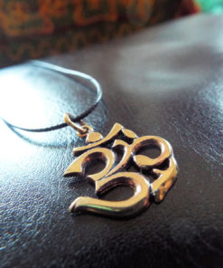 Om Pendant Bronze Handmade Necklace Symbol Indian Yoga Jewelry Meditation