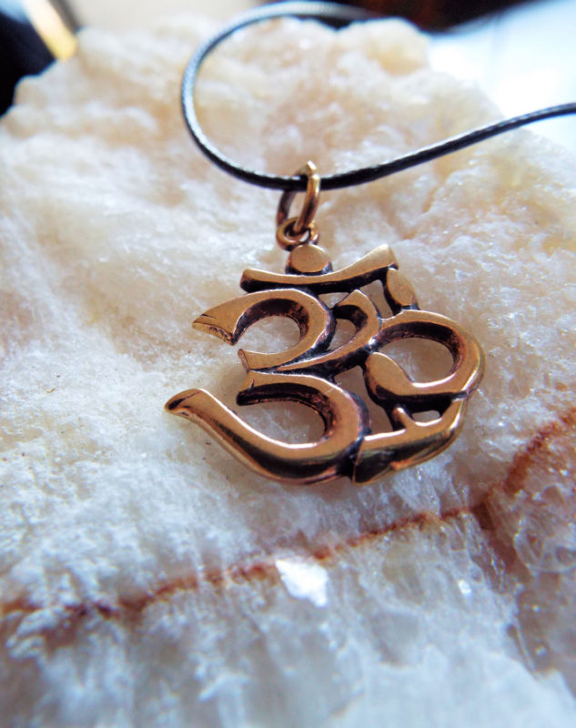 Om Pendant Bronze Handmade Necklace Symbol Indian Yoga Jewelry Meditation
