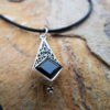 Onyx Pendant Silver Necklace 925 Black Gemstone Handmade Vintage Antique Dark Gothic Jewelry