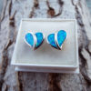 Opal Earrings Hearts Studs Silver Gemstone Love Heart Handmade Sterling 925 Antique Vintage Jewelry