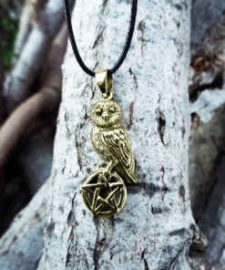 Owl Pendant Pentagram Handmade Necklace Wisdom Celtic Gothic Dark Wiccan Magic Jewelry
