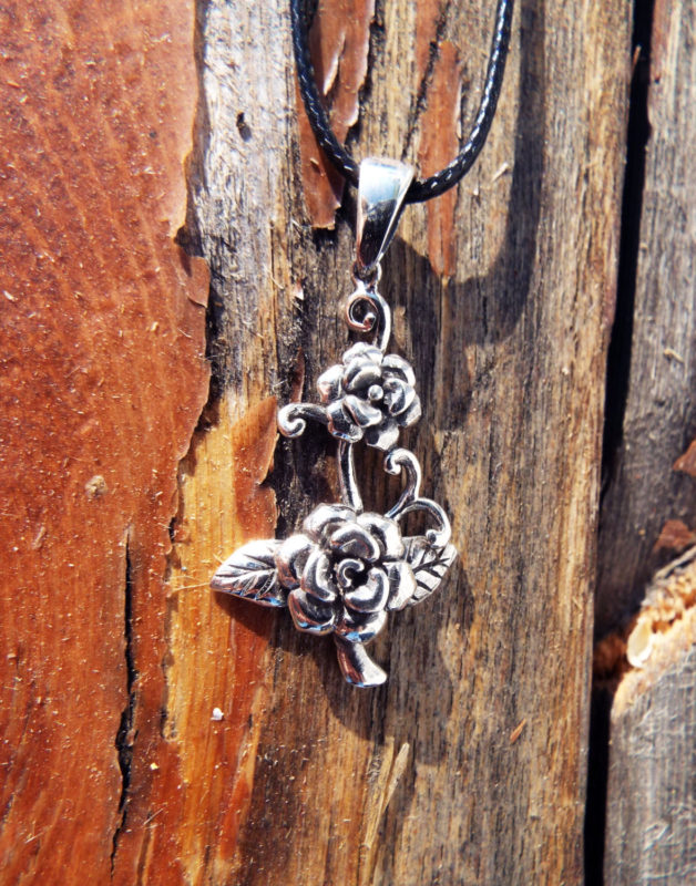 Pendant Silver Rose Sterling Handmade Flower 925 Floral Necklace Jewelry Floral Dark Gothic