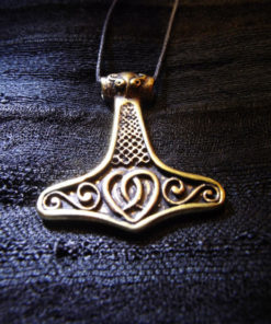 Pendant Thor's Hammer Celtic Bronze Symbol Knot Magic Handmade Jewelry Necklace