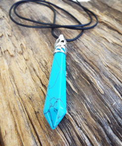 Pendulum Turquoise Pendant Gemstone Silver Necklace Pointer Handmade Gothic Magic Dark Wicca Jewelry
