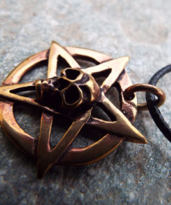 Pentagram Pendant Skull Handmade Necklace Bronze Gothic Wiccan Magic Pagan Jewelry Wicca