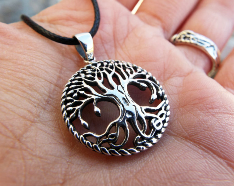 Tree of Life Pendant Silver Protection Handmade Celtic Sterling 925 Necklace Gothic Dark Jewelry Symbol Nature