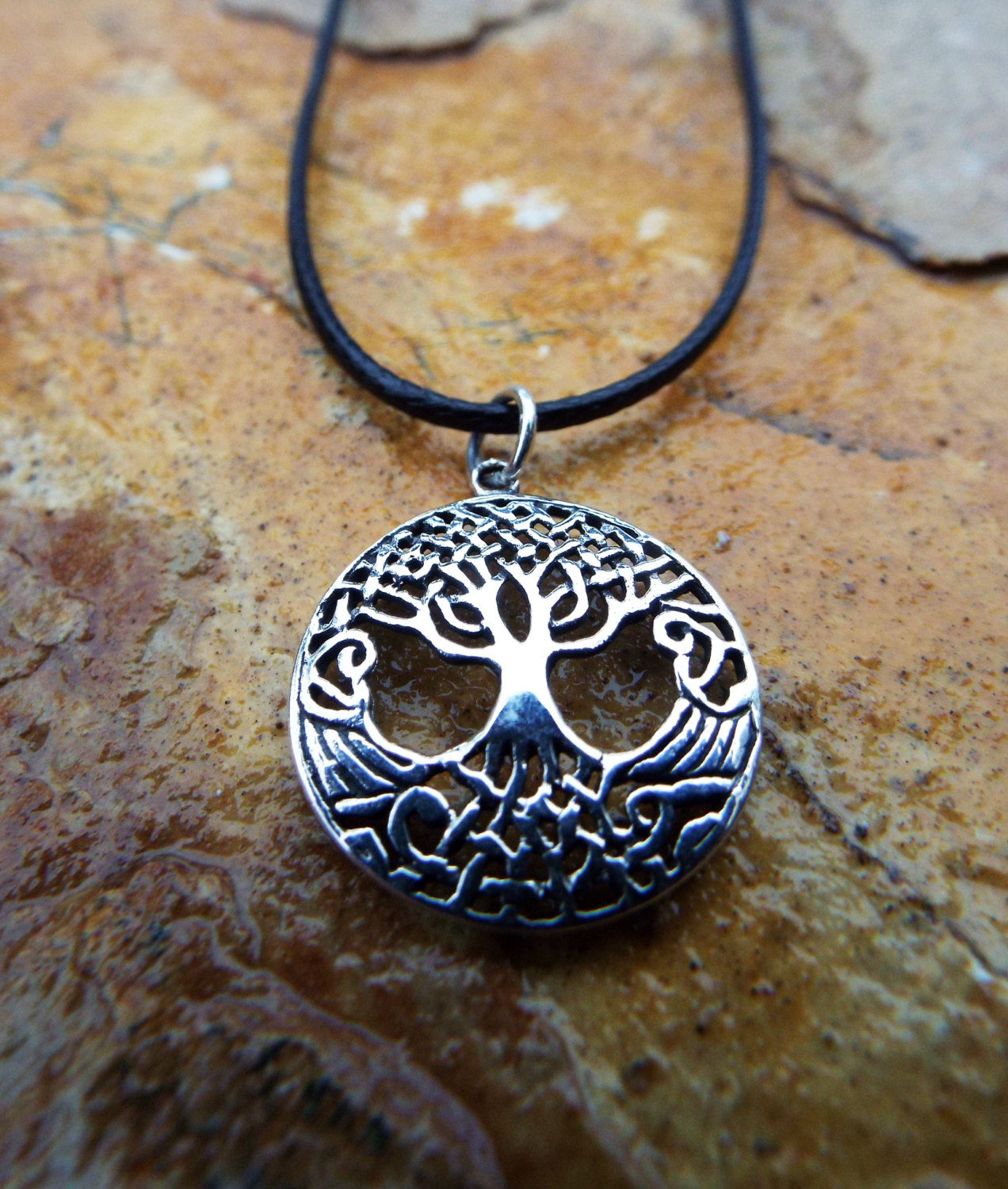 Tree of Life Pendant Silver Protection Handmade Celtic Sterling 925 Necklace Gothic Dark Jewelry 