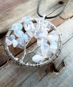 Tree Pendant Tree of Life Opalite Opal Silver Symbol Gemstone Handmade Necklace Jewelry