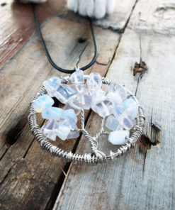 Tree Pendant Tree of Life Opalite Opal Silver Symbol Gemstone Handmade Necklace Jewelry