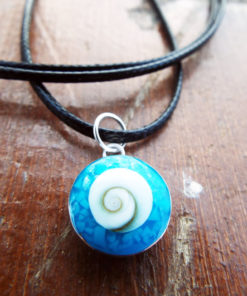 Turquoise Pendant Silver Shiva Eye Seashell Handmade Necklace Beach Ocean Sea Protection Jewelry