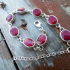 Ruby Bracelet Silver Cuff Dangle Chain Sterling 925 Handmade Red Gemstone Gothic Dark Antique Vintage Jewelry