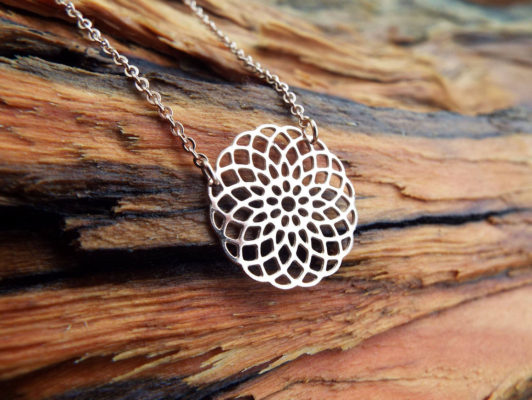 Flower of Life Seed of Life Pendant Rose Gold Handmade Protection Stainless Steel Ancient Symbol Necklace Jewelry Floral Boho