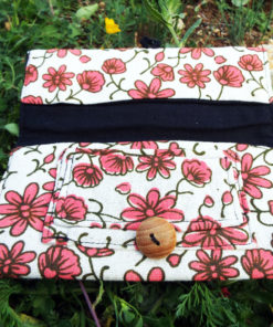 Tobacco Pouch Cotton Handmade Flower Floral Fabric Case Pocket Hand Stitched Hippie Boho