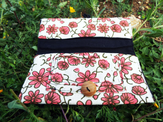 Tobacco Pouch Cotton Handmade Flower Floral Fabric Case Pocket Hand Stitched Hippie Boho