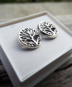 Tree of Life Earrings Studs Silver Celtic Tree Symbol Sterling 925 Handmade Jewelry Nature