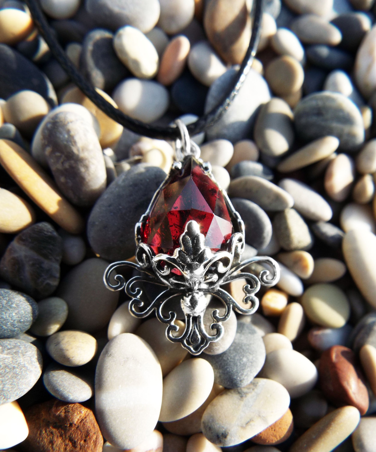 Red Jewel Necklace for Women, Gothic Jewelry, Red Gothic Necklace 