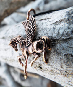 Pegasus Flying Horse Pendant Handmade Necklace Ancient Symbol Greek Gothic Dark Animal Bronze Jewelry