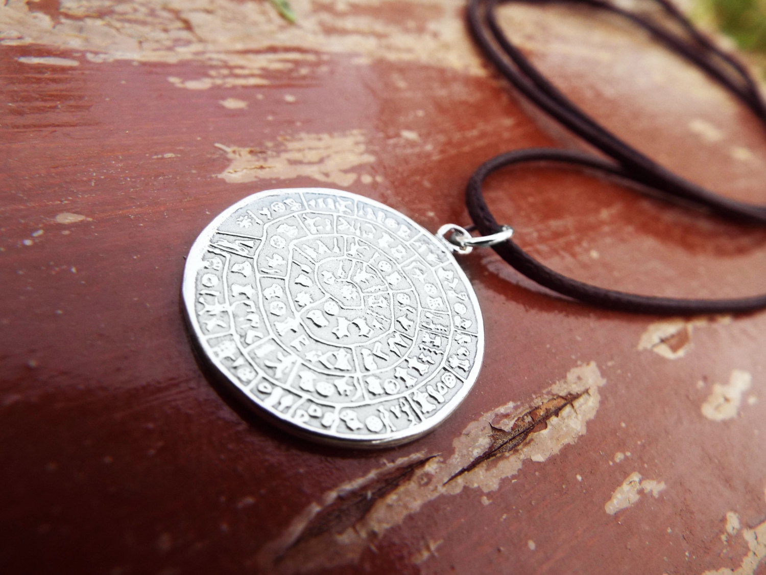 Pendant Symbol Phaistos Disc Ancient Greek Silver Sterling Handmade