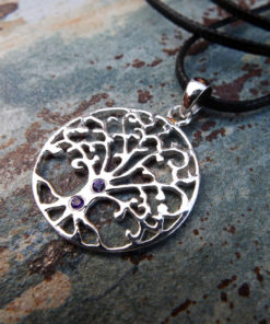 Tree of Life Pendant Silver Amethyst Handmade Necklace Sterling 925 Jewelry Symbol