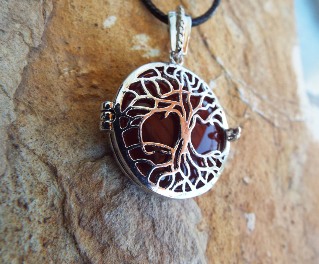 Carnelian Locket Pendant Tree of Life Silver Handmade Necklace Gemstone ...