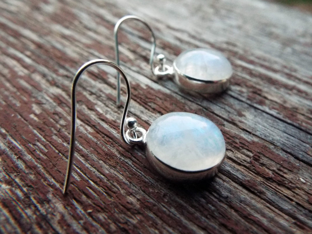 Sterling Silver Moonstone Dangle Drop Earrings Handmade Jewelry 6295